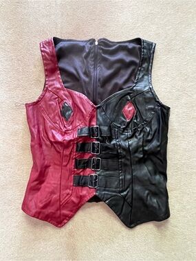 Harley Quinn Faux Leather Top